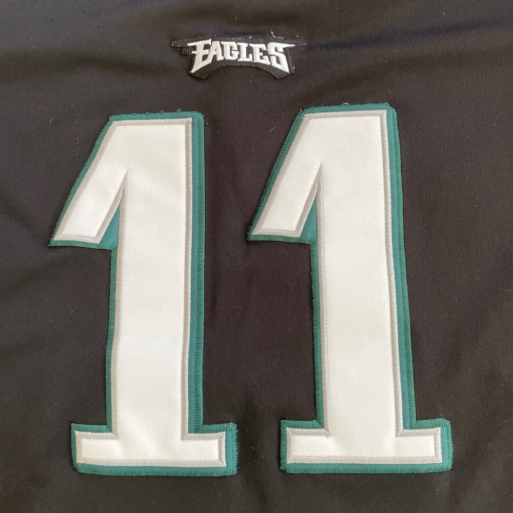Nike Philadelphia Eagles Carson Wentz 11 NFL 100 Black Jersey Mens XL Stitched - Picture 9 of 16